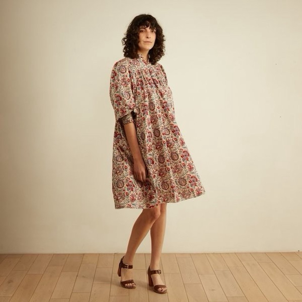 Antik Batik Betsie Dress Multicolor Cottage Lagenlook Prairie Fields Flow XS